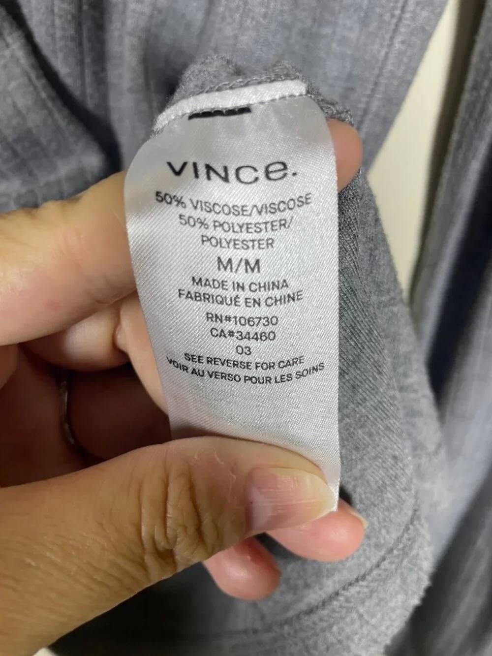 Vince Men's Long Sleeve Gray Ribbed Henley Shirt Medium Casual!